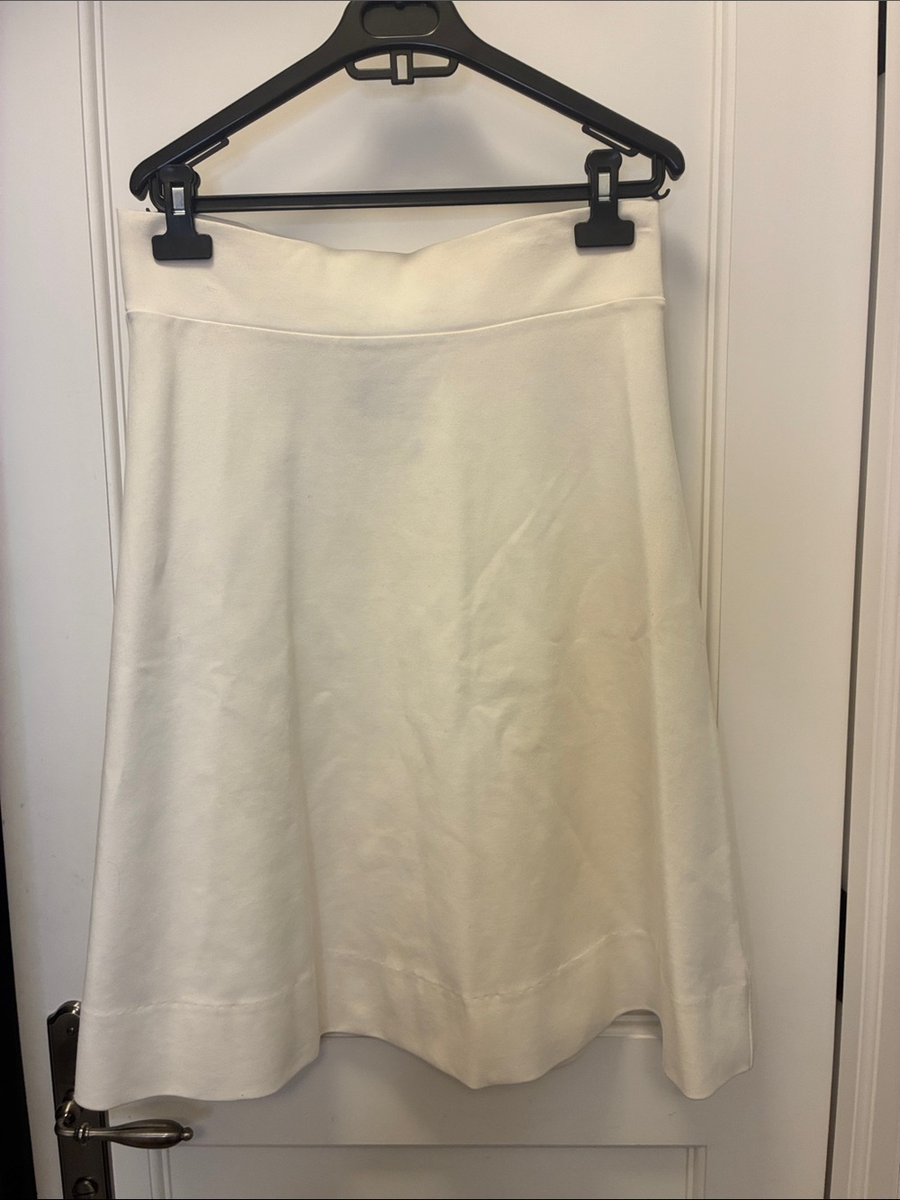 Wear & Flair Off White Cream Stretch Knit A-Line Midi Skirt L/XL 👵MTSK4